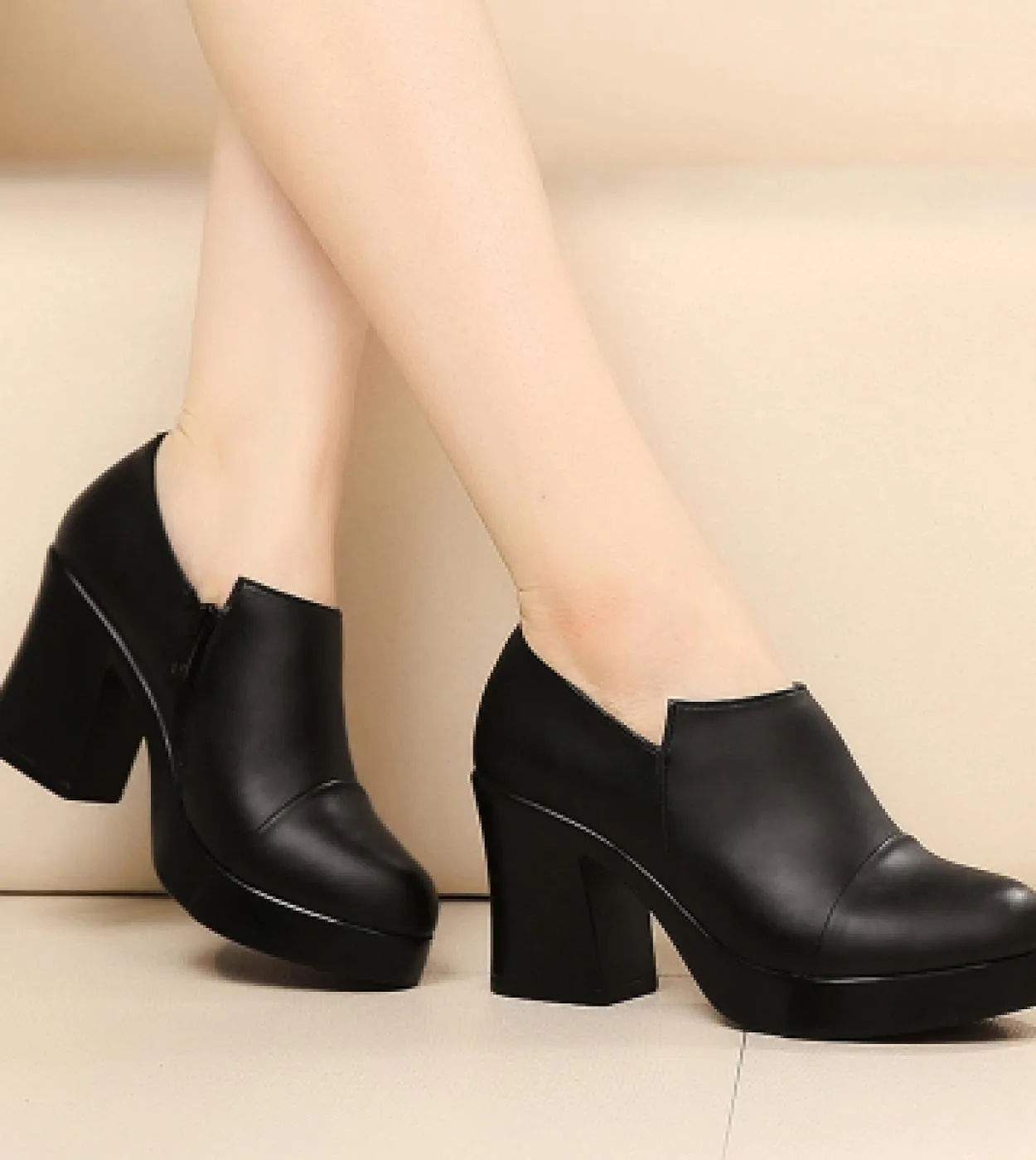 2022 Womens Spring And Autumn Shoes Thick High Heels Fashion Women Genuine Leather Shoes First Layer Of Cowhide Platfor