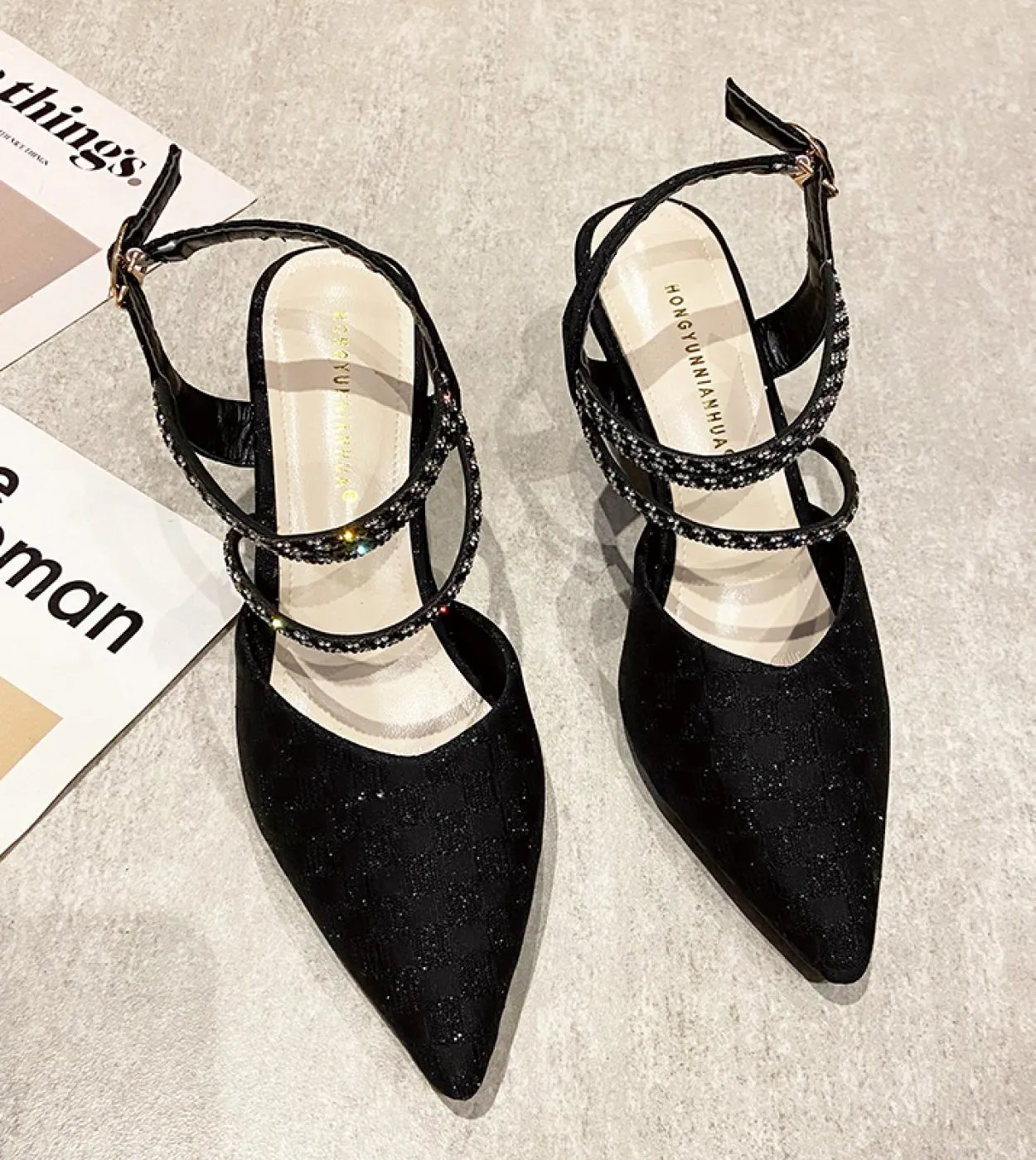 2022new Fashion Pointed Toe Shoes Women Spring And Summer High Heels Rubber Sole All Match Buckle High Heels Womens Fai