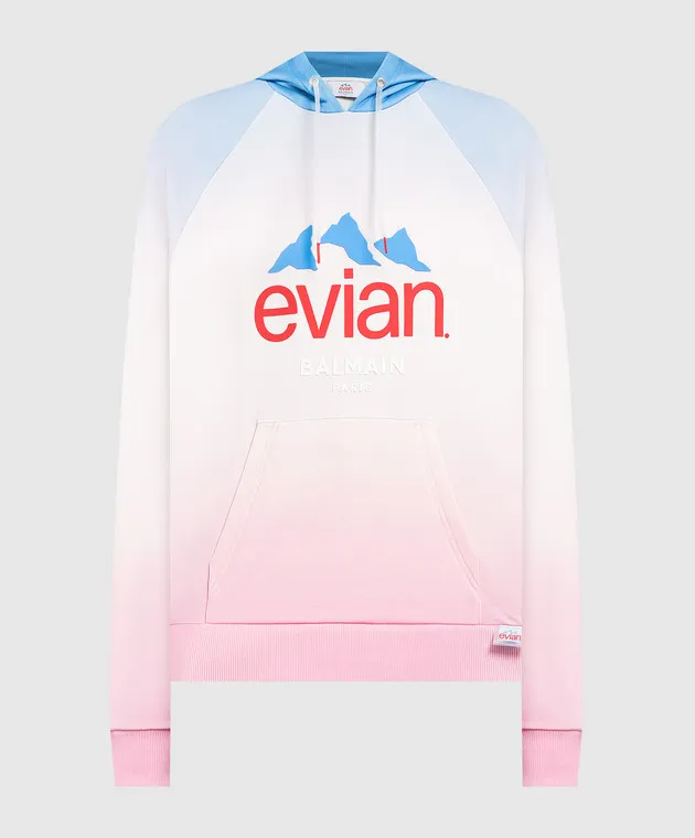 Balmain Felpa con cappuccio con logo Balmain x Evian in rosa AF2JT020GD01