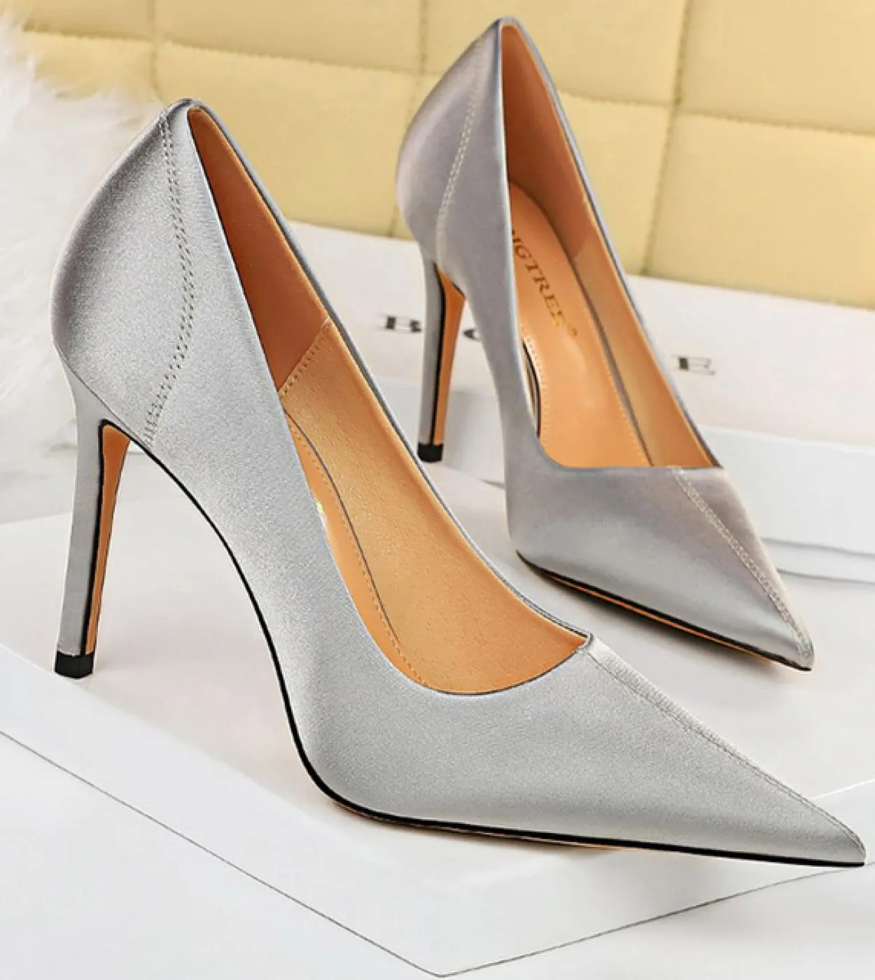 Bigtree Shoes 2023 New Women Pumps Fashion Wedding Shoes Satin High Heels Stiletto  Party Shoes Women Heels Plus Size 43