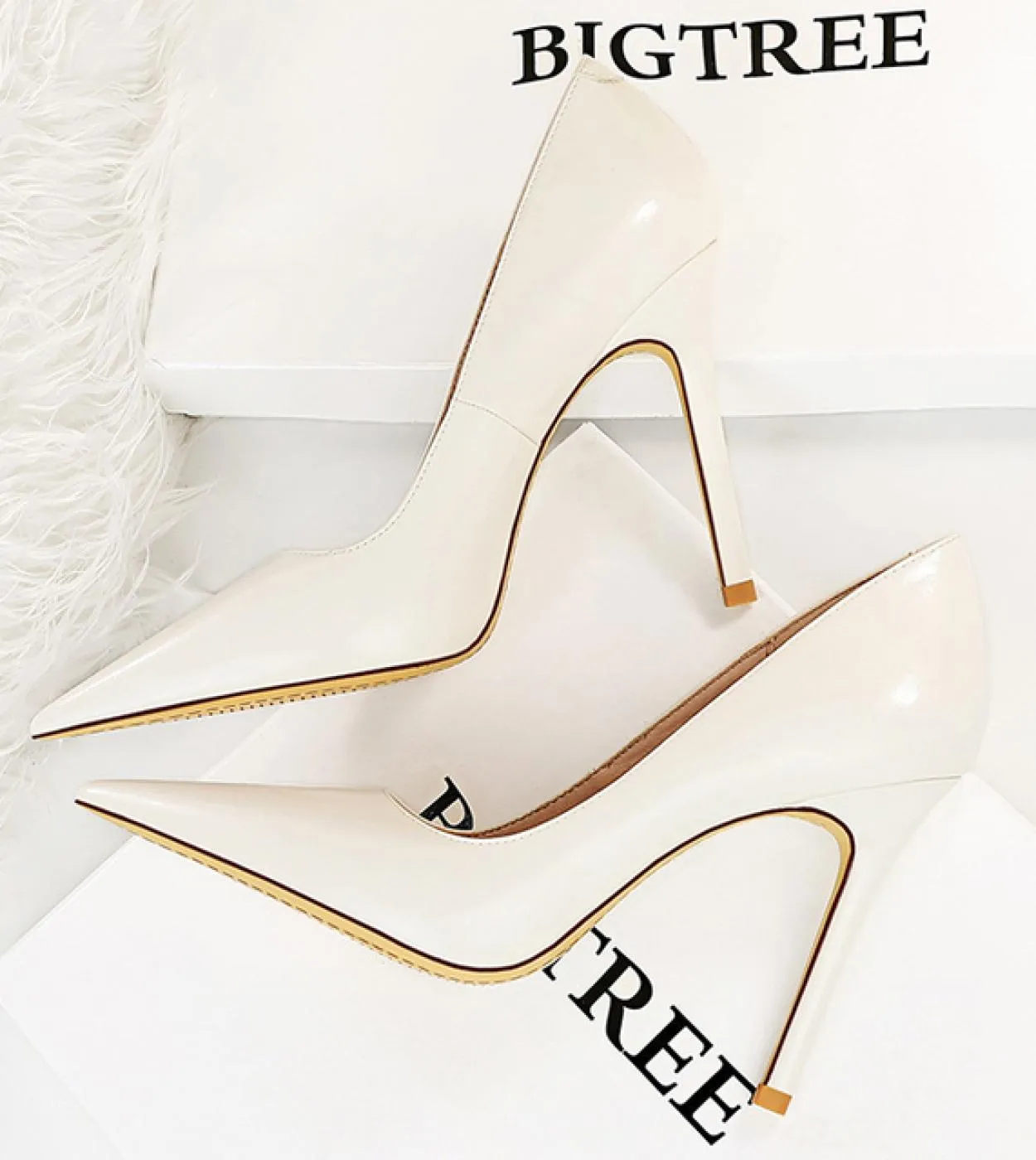 Bigtree Shoes Fashion Pumps Woman Heels Pu Leather High Heels Stiletto Ladies Shoes Pointed Toe Female Heels Large Size