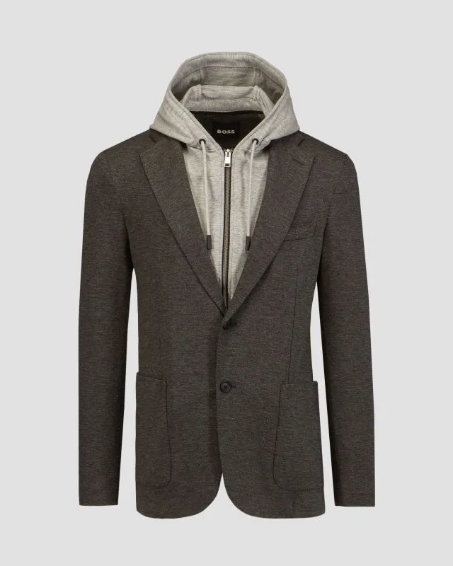 Blazer grigio con cappuccio da uomo Hugo Boss P Hanry