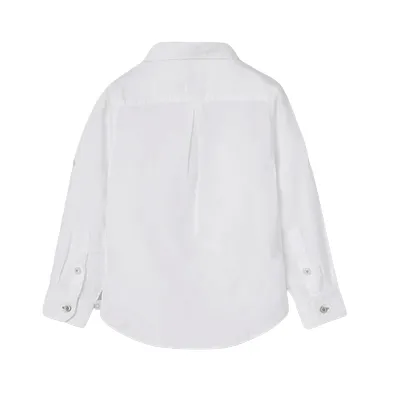 Boboli long-sleeved linen shirt for children and boys 736039-1100 white