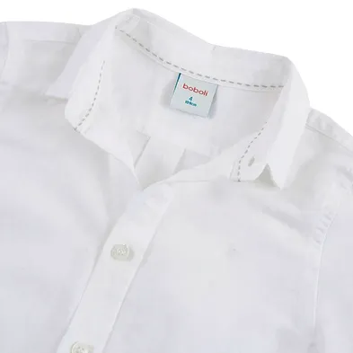 Boboli long-sleeved linen shirt for children and boys 736039-1100 white