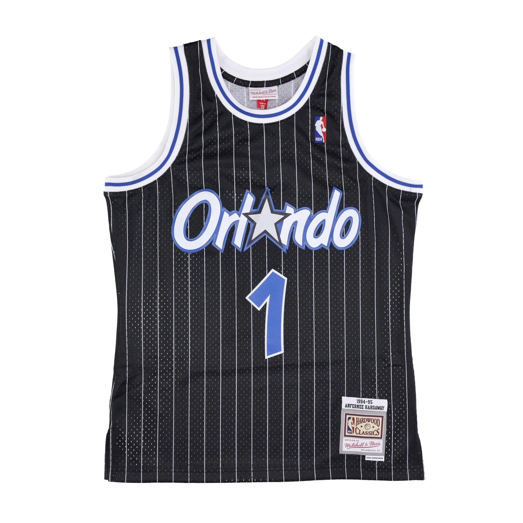 Canotta Basket Uomo Nba Swingman Jersey Hardwood Classics No.1 Anfernee Hardaway 1994-95 Orlmag Road Original Team Colors