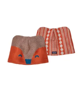 Cappello reversibile per bambini Patagonia Baby Animal Friends Beanie (Beanie Fox: Henna Brown)