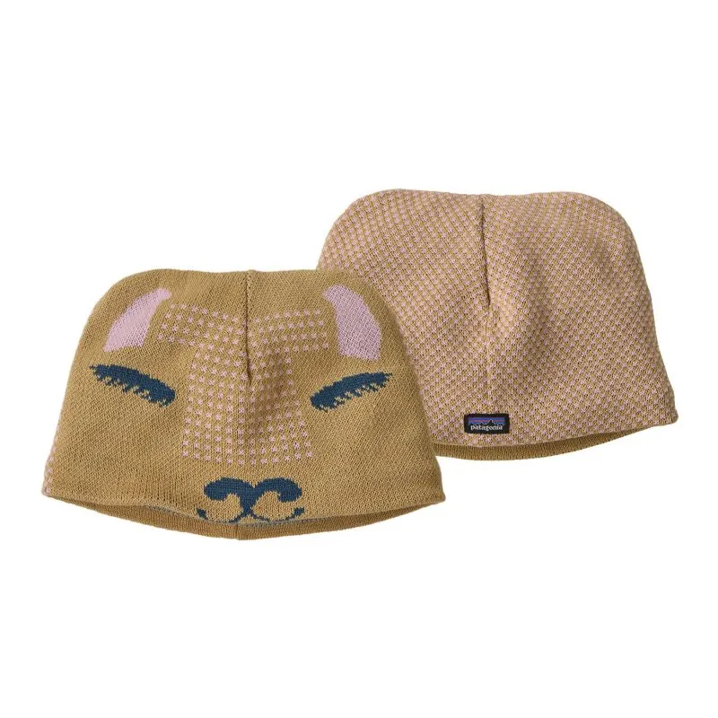 Cappello reversibile per bambini Patagonia Baby Animal Friends Beanie (Guanaco: Dark Camel)