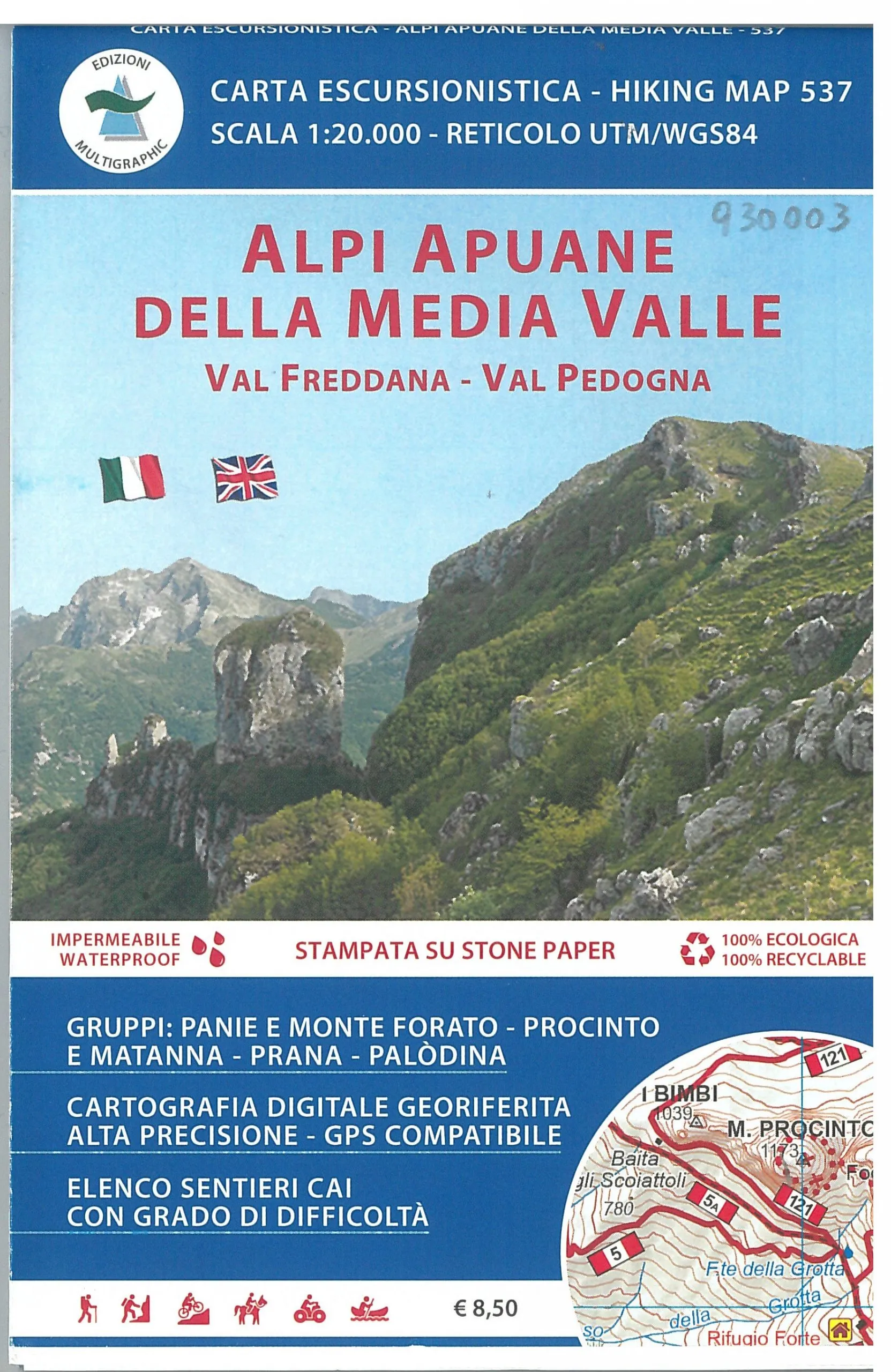 Cartina Alpi Apuane della media valle. Val Freddana e Val Pedogna – 537 Edizioni Multigraphic