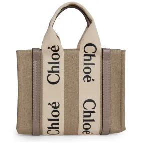 CHLOE  Borsa ''Woody'' mini in lino beige