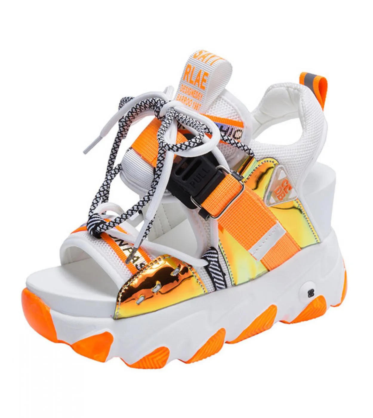 Comemore 2022 Platform Gladiator Sandals Lace Up White Sandals Women High Heels Wedges Casual Sports Shoes Woman Spring