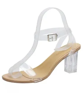 Comemore  Summer Women Transparent Crystal Sandals Fashion 2022 Waterproof Beach Sandal Elegant Medium Heel High Heels S