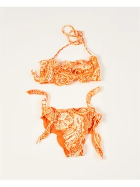 Costume bikini a fascia F**k per bambine con slip con nodi