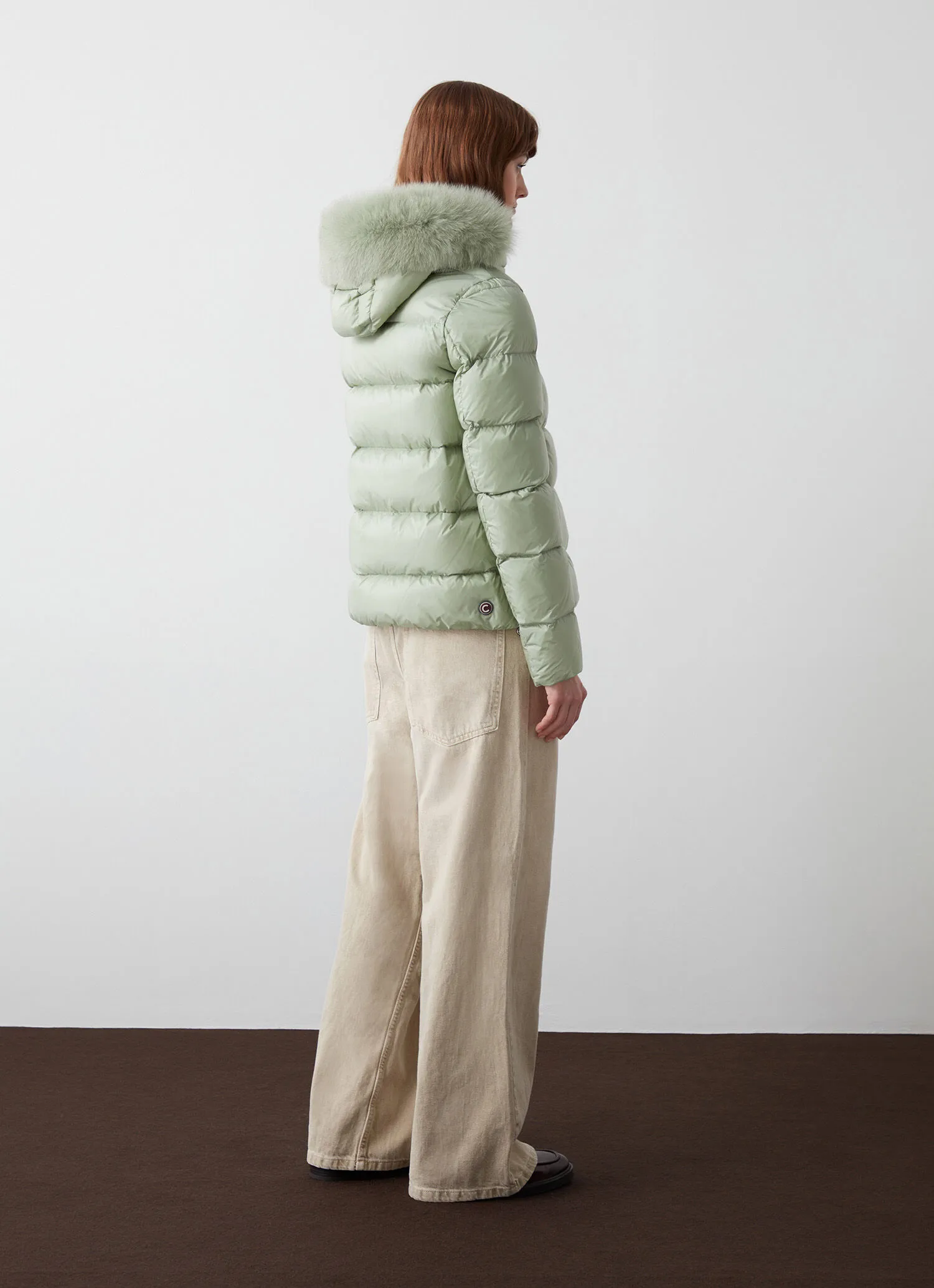 Down jacket with detachable faux fur hood