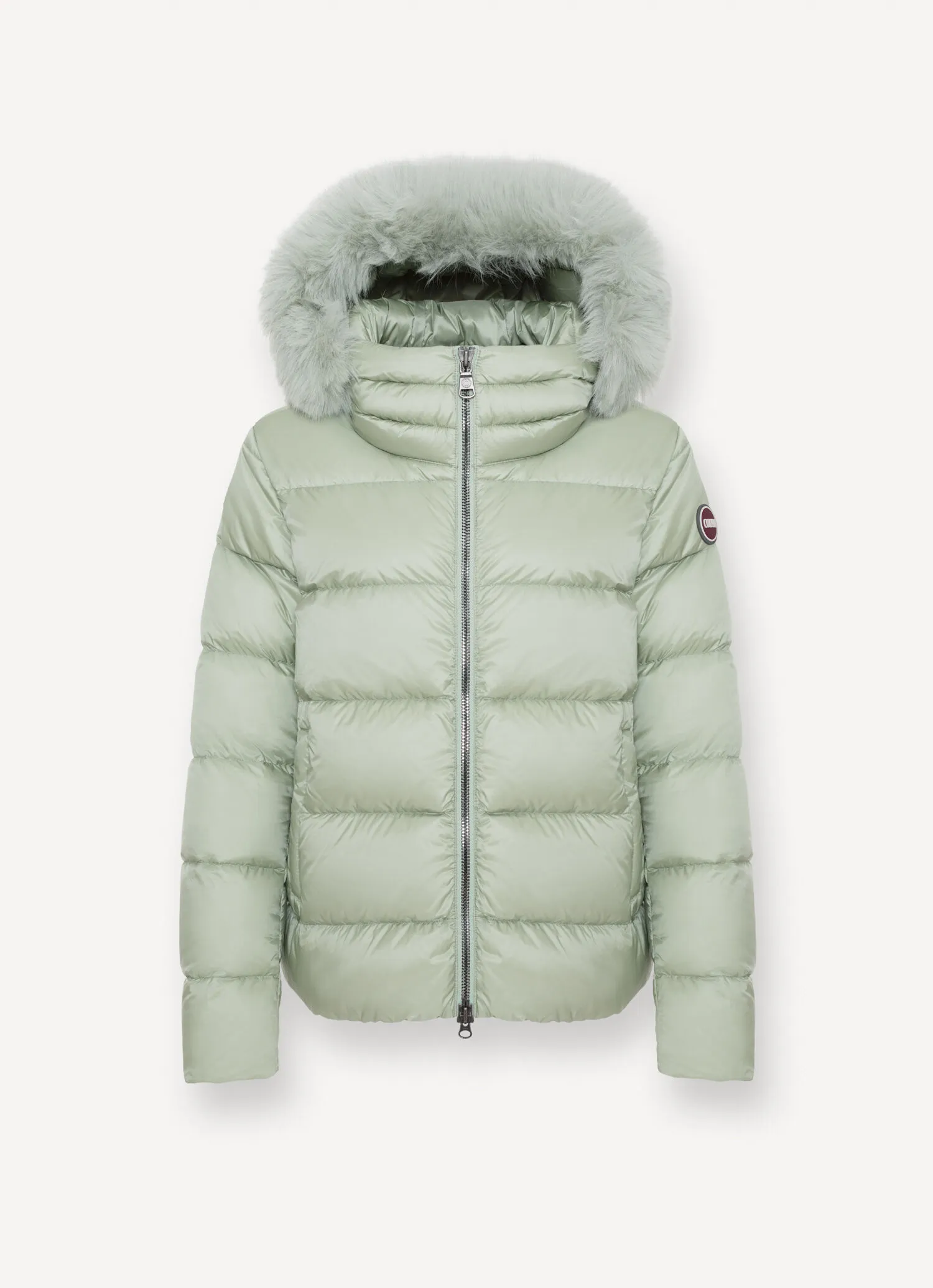 Down jacket with detachable faux fur hood