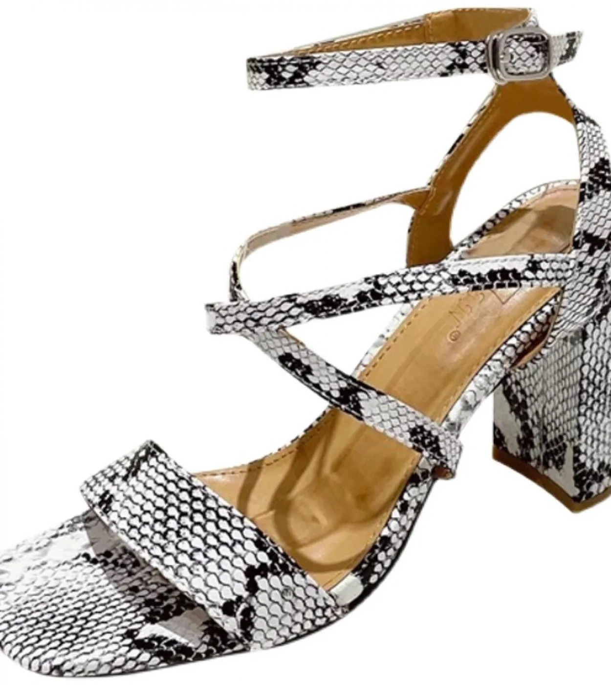 Fashion High Heels Sandals  Open Toes Shoes Woman Spring Summer Snakeskin Ladies Sandals With Strap Footwear  Womens Sa