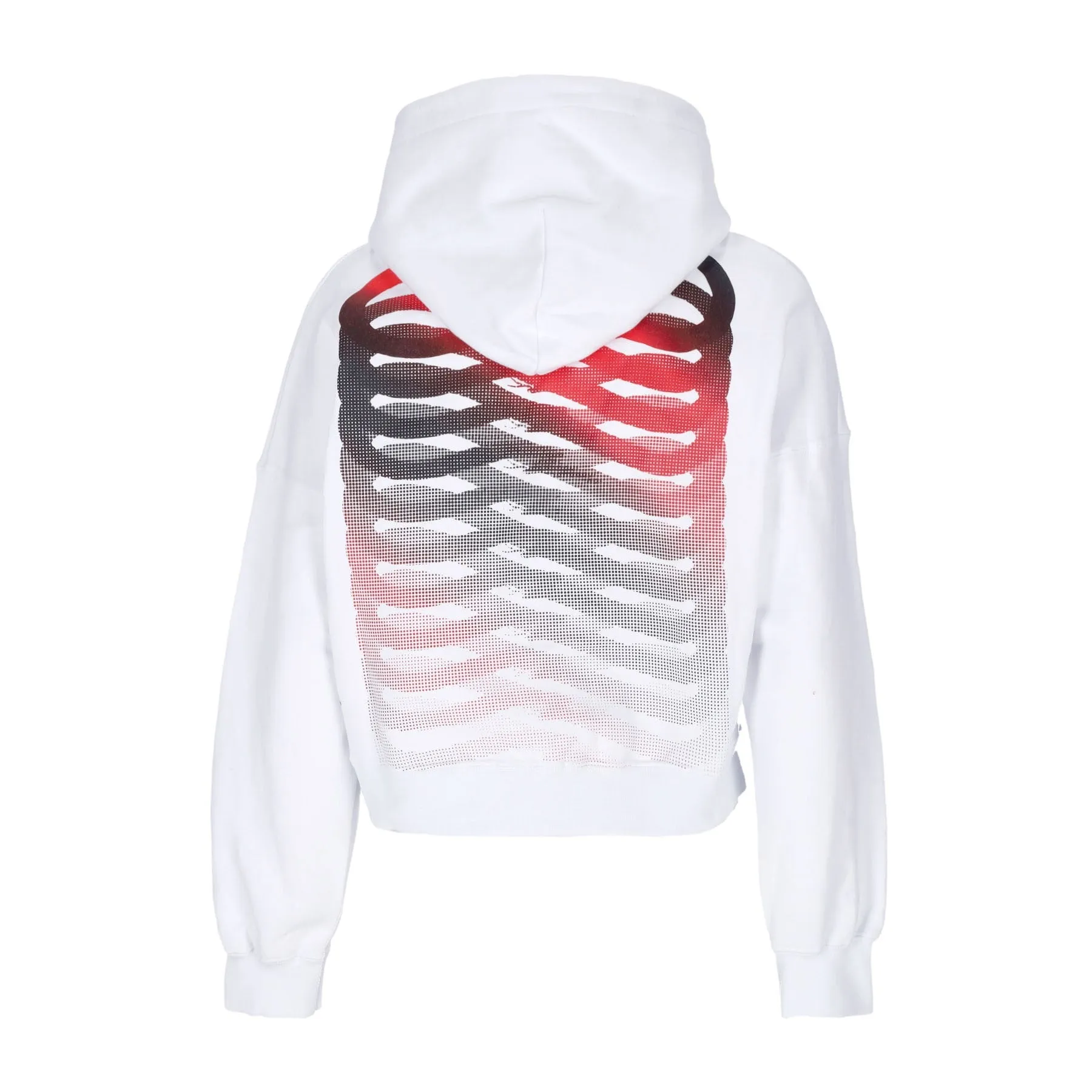Felpa Cappuccio Corta Donna Ribs Crop Hoodie White