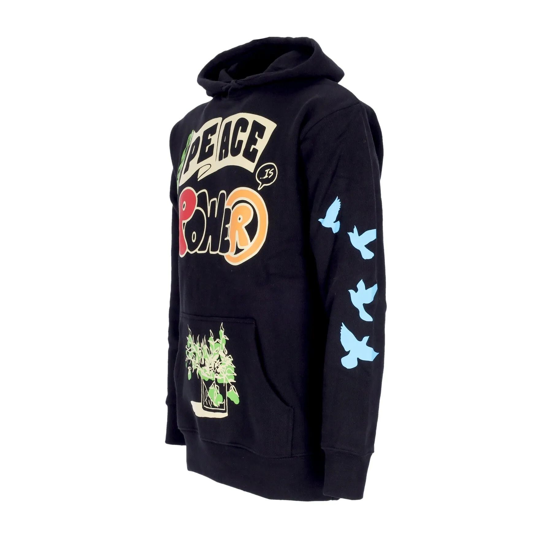 Felpa Cappuccio Uomo Peace And Power Hoodie Black
