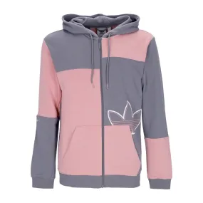 Felpa Leggera Cappuccio Uomo Sport Ft Zip Hoody Green Three/wonder Pink