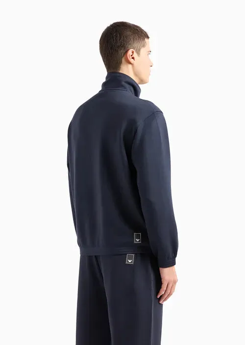 Full Zip Sweatshirt in Double Jersey / Blue