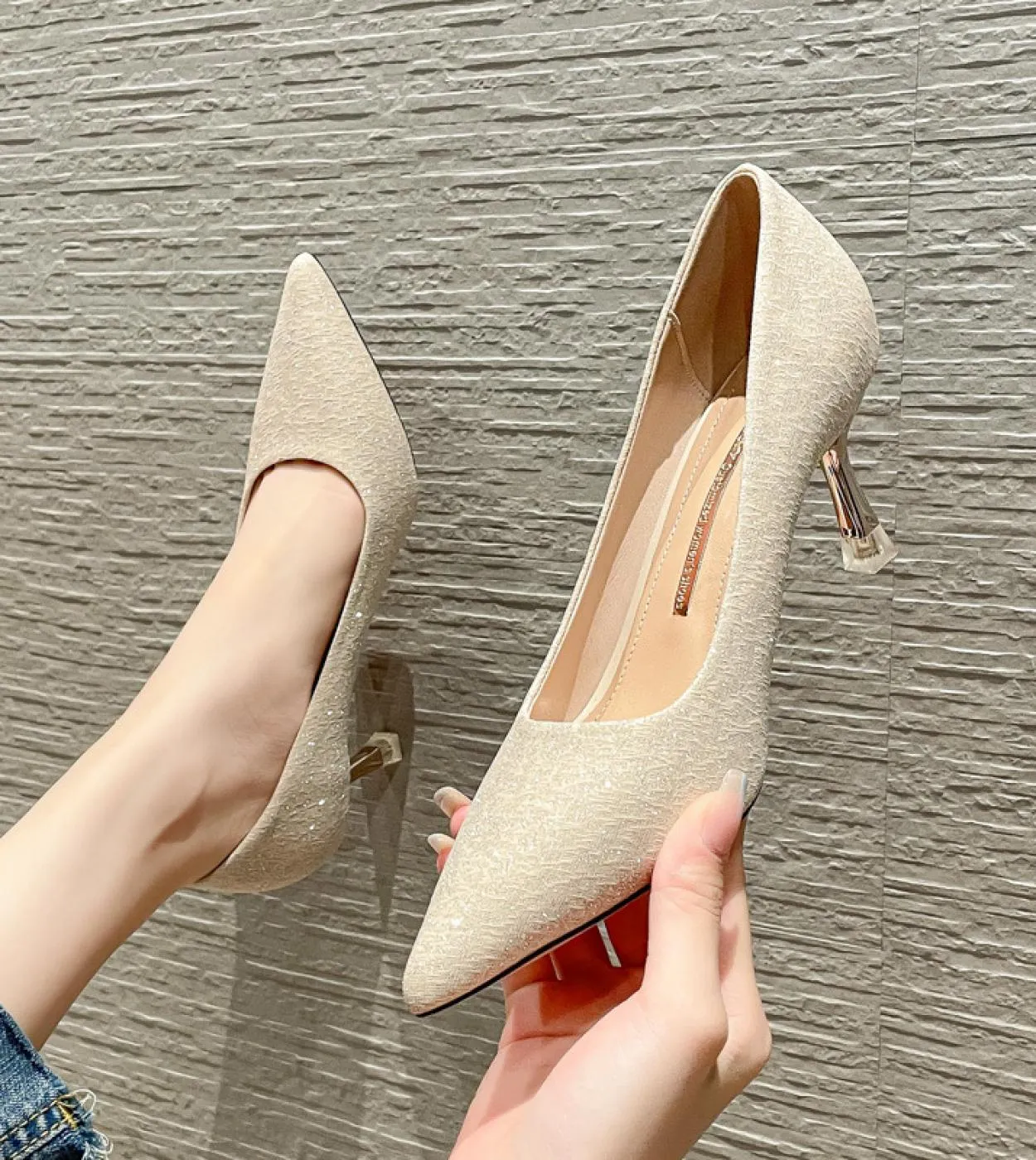 Highheel Wedding Shoes Womens Stiletto Heels New Fashion Temperament Allmatch Party Single Shoes Zapatillas Mujer  Wome