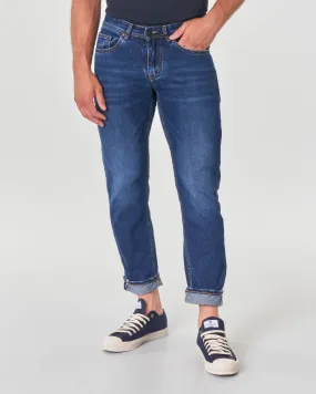 Jeans lavaggio medio stone washed con cimosa in puro cotone