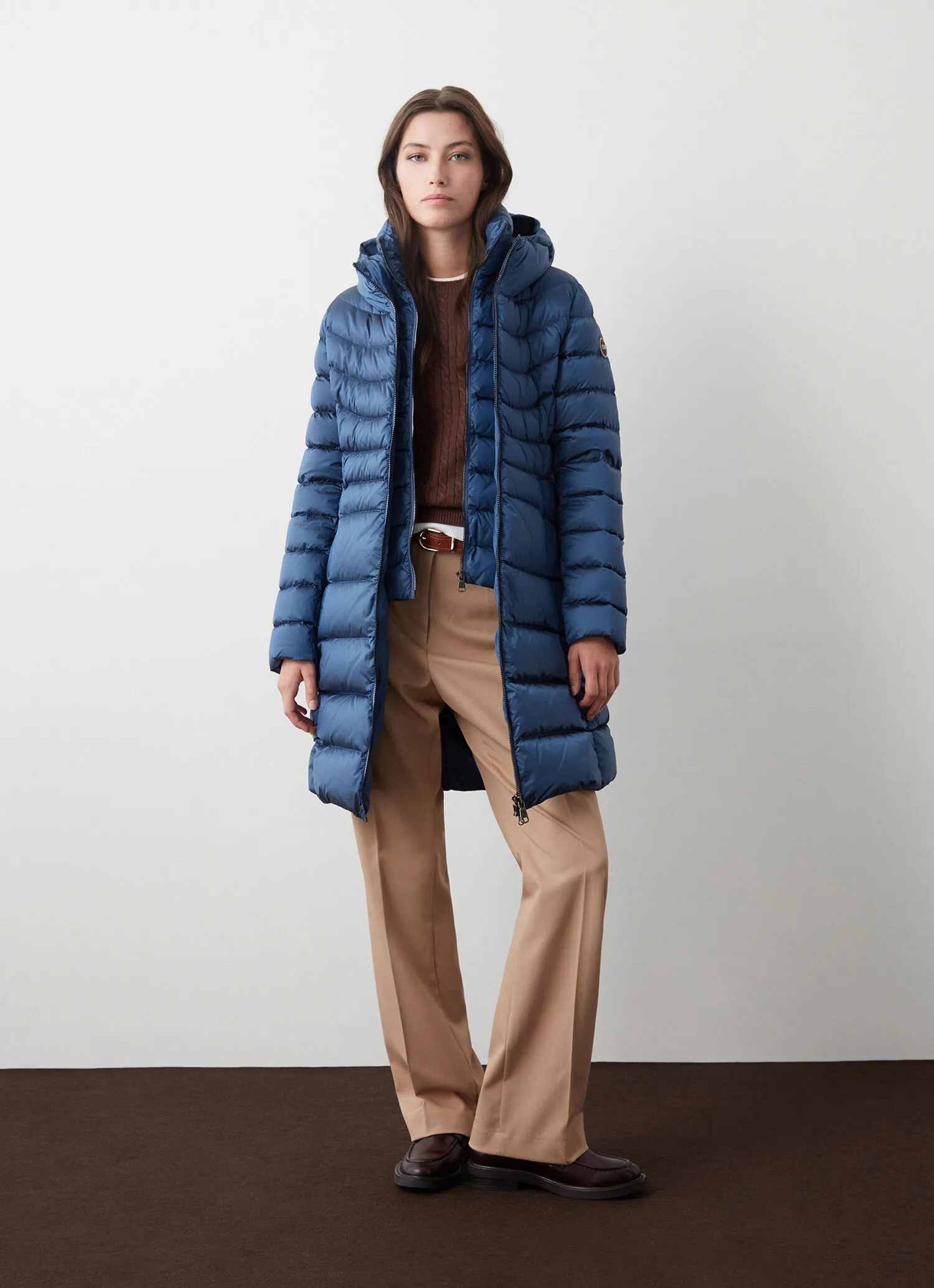 Long down jacket with inner vest