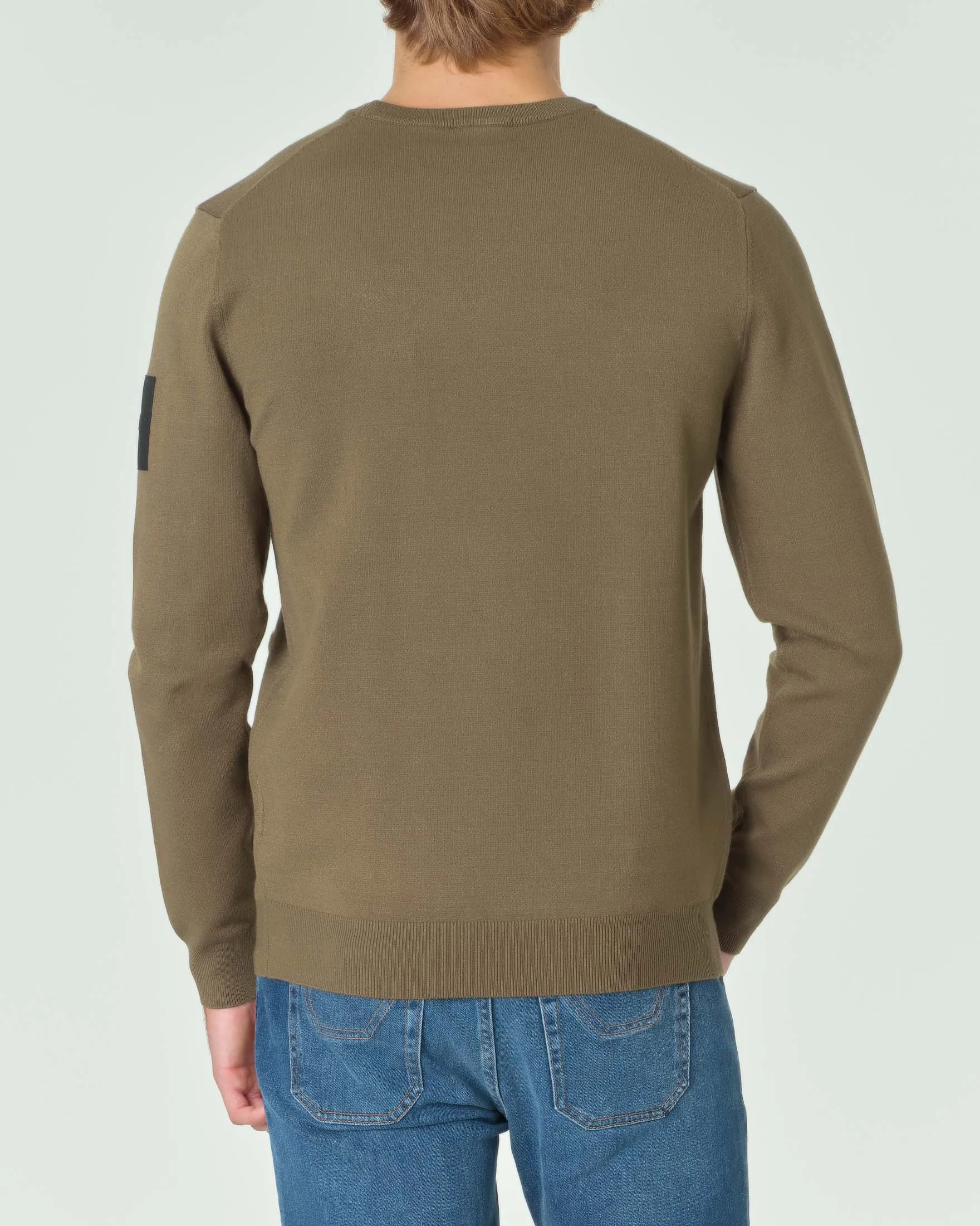 Maglia verde militare girocollo in misto viscosa