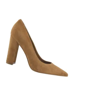 Marc Fisher Heels & Pumps Italia Abilene Block Heel Pointy Toe Pump Donna Cognac Suede