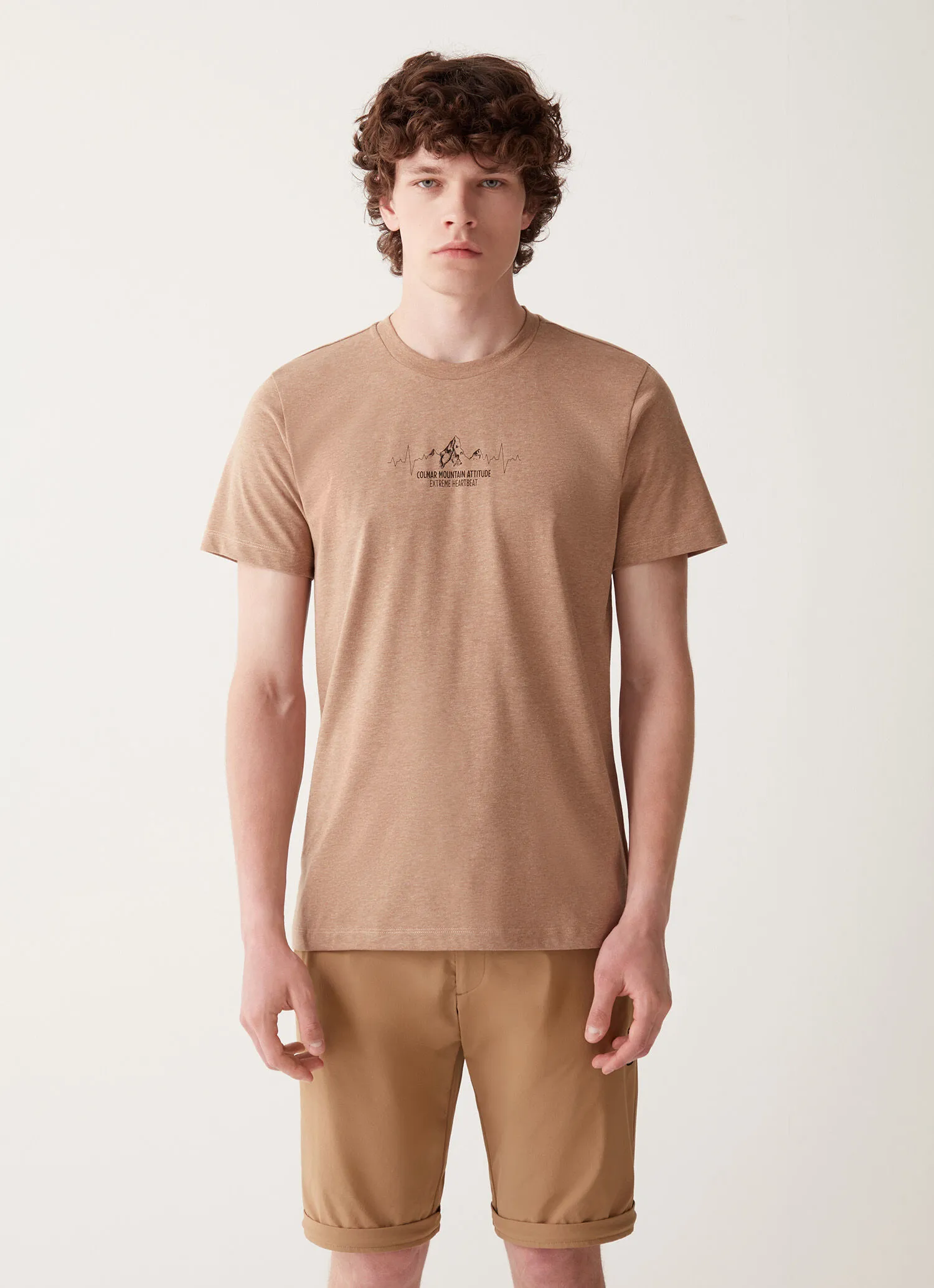 Melange-look short-sleeved T-shirt