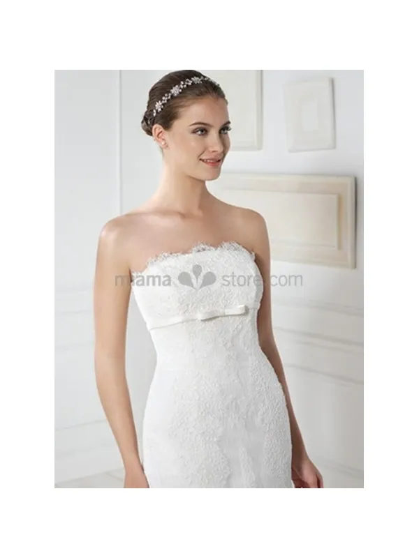 MIA - Strapless Chapel train Organza Wedding dress