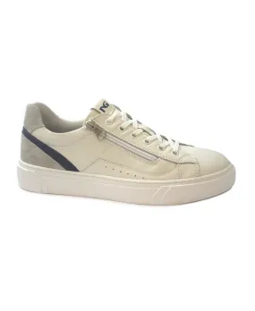 NERO GIARDINI E400241U bianco scarpe uomo sneakers lacci zip pelle