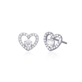 Orecchini a cuore in argento e zirconi Mabina 563178