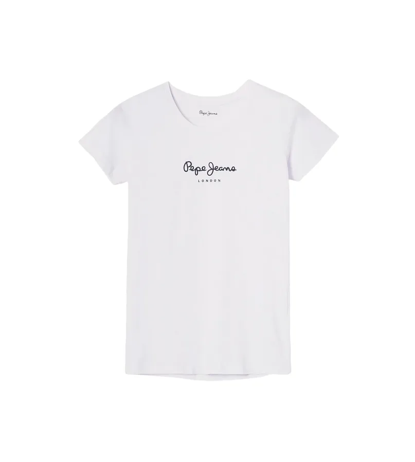 Pepe Jeans women's short sleeve slim t-shirt with printed logo New Virginia PL505202 800 white