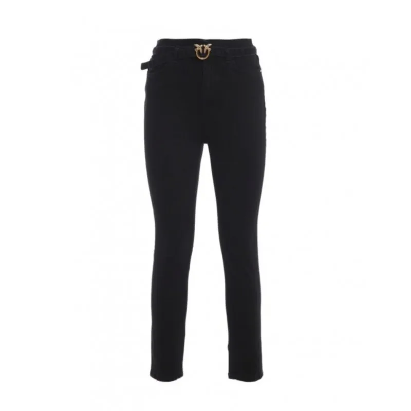 PINKO jeans skinny con cintura love birds NERO