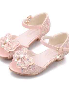 Princess Shoes Shiny Childrens High Heels Performance Leather Shoes Summer Girls Sandali