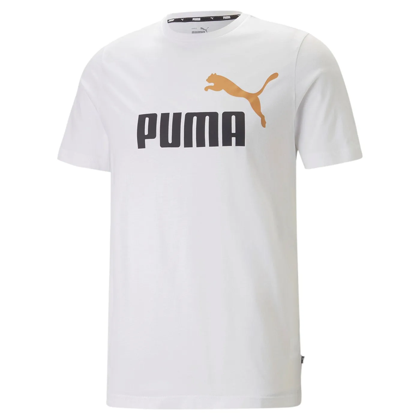 Puma men's short sleeve t-shirt ESS+ 2 large logo print 586759-58 white-blue