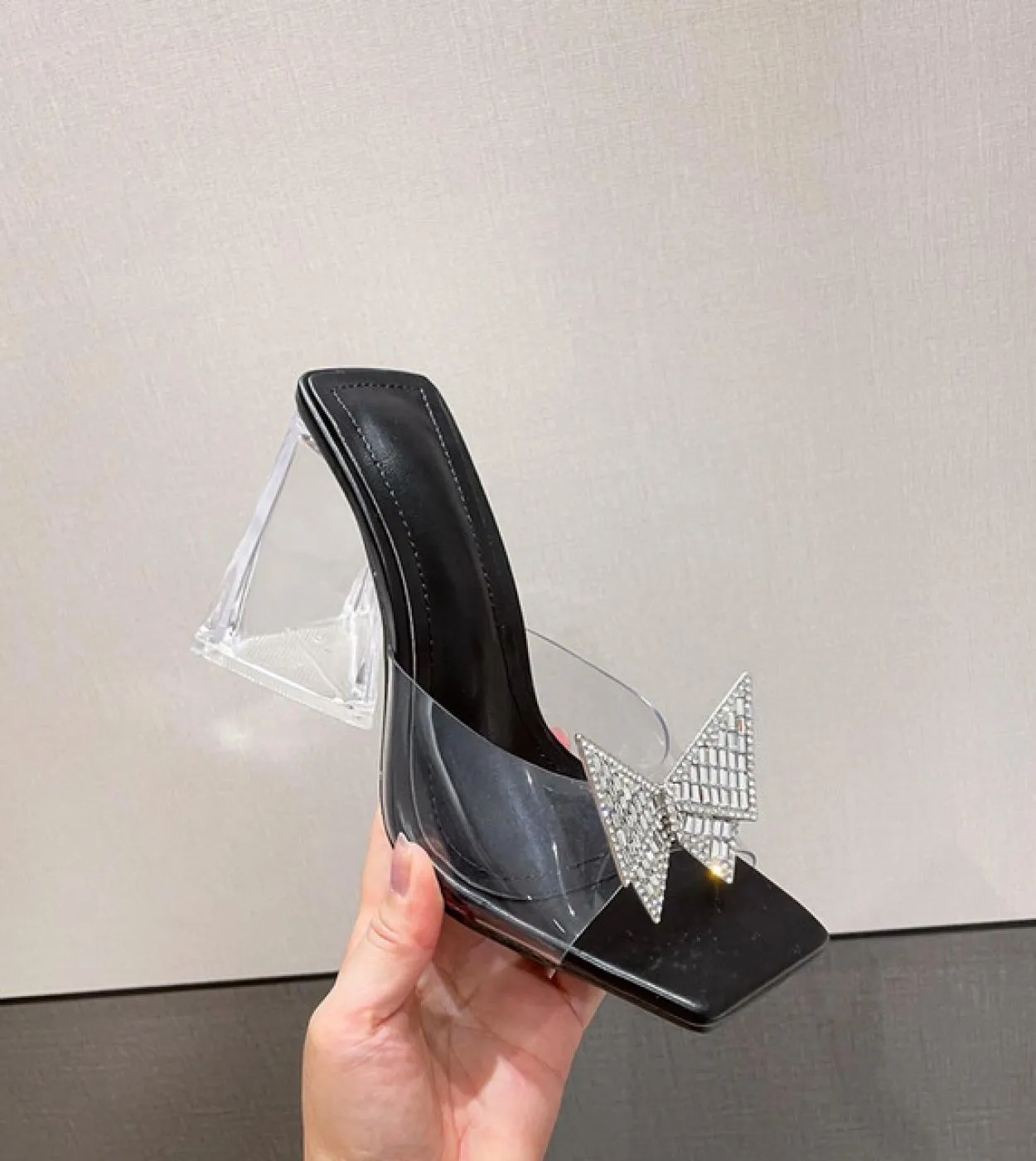 Pvc Triangle Heels  Pvc Women Shoe  Pumps  2023 Heels Mujer Butterflyknot Women Shoe