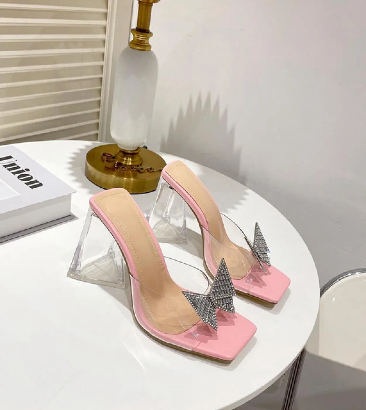 Pvc Triangle Heels  Pvc Women Shoe  Pumps  2023 Heels Mujer Butterflyknot Women Shoe