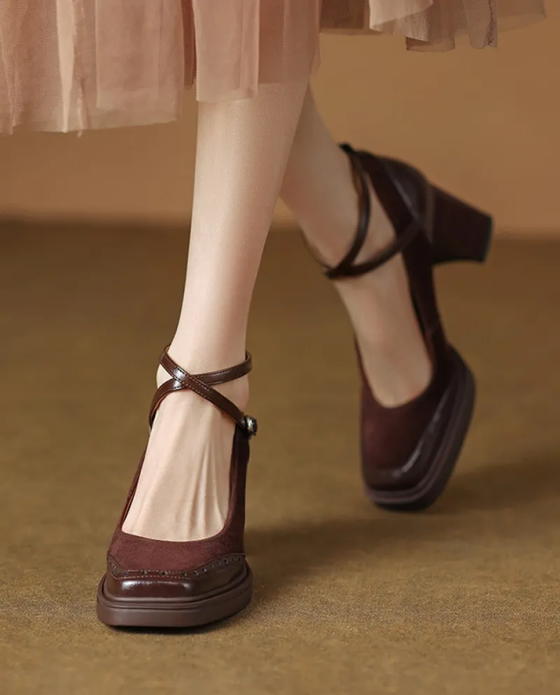 Retro Mary Jane Shoes For Women New Spring And Autumn Jk Uniform Small Leather Shoes High Heels Thick Heels Single Shoes