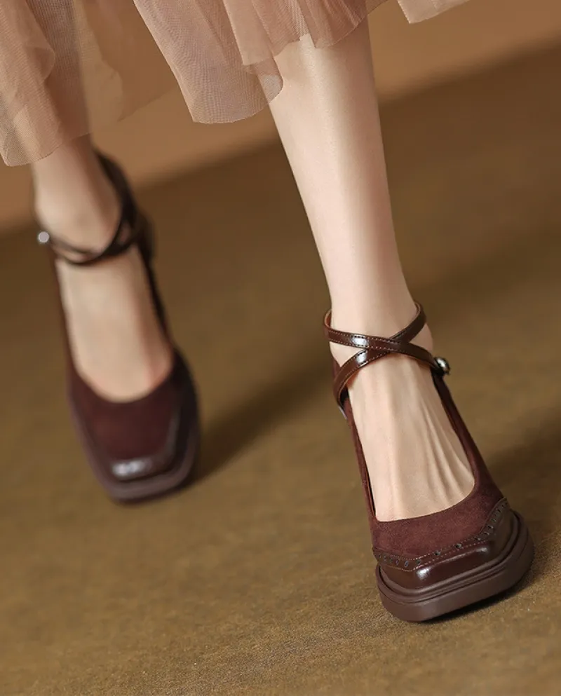 Retro Mary Jane Shoes For Women New Spring And Autumn Jk Uniform Small Leather Shoes High Heels Thick Heels Single Shoes