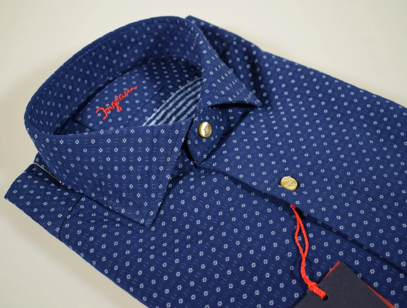 Shirt ingram slim fit french collar blue micro design blue