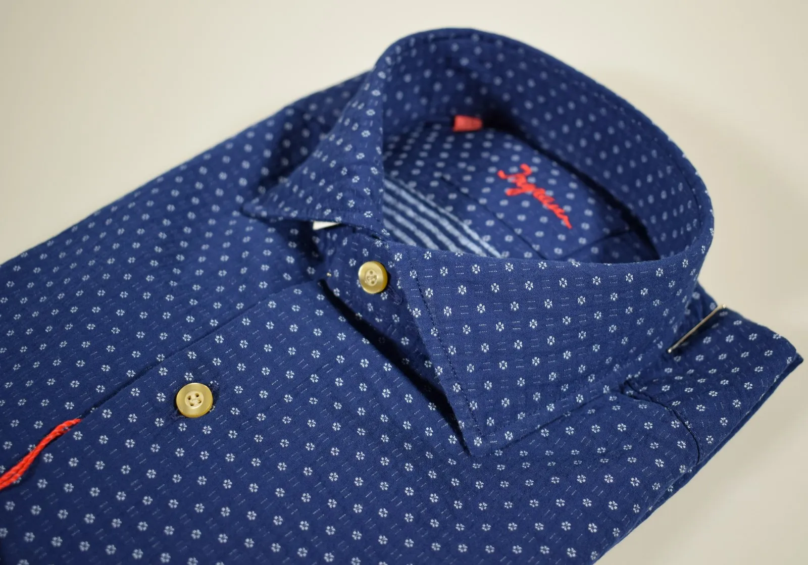 Shirt ingram slim fit french collar blue micro design blue