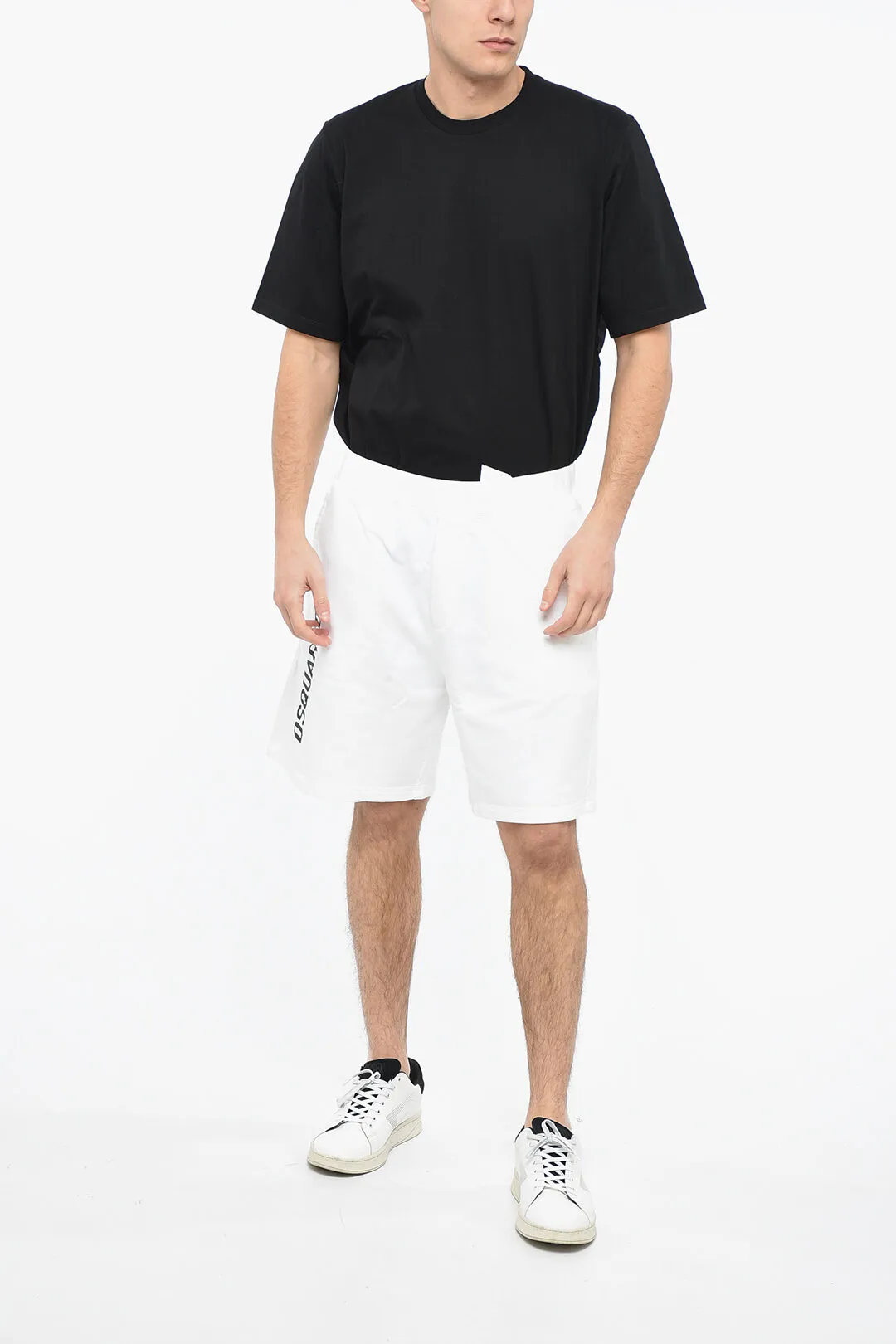 Shorts in Jersey con Logo Stampato