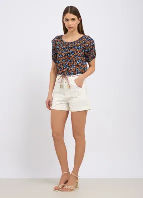 Shorts in misto lyocell con cintura donna