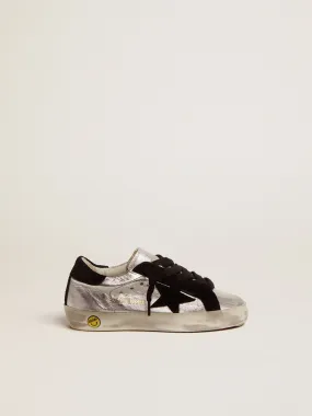 Sneakers Super-Star in pelle argentata con inserti in suede