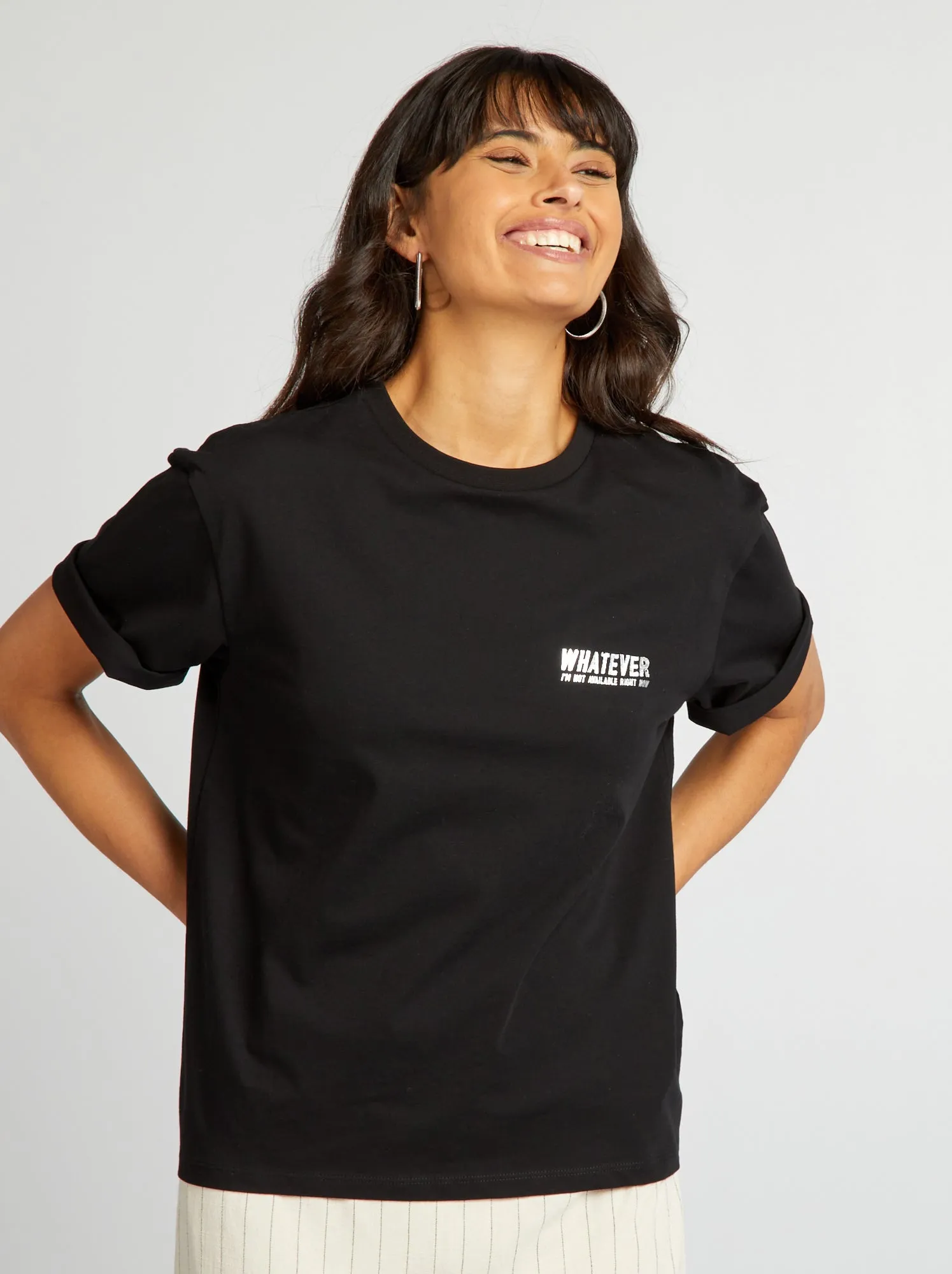 T-shirt in jersey con stampa - nero