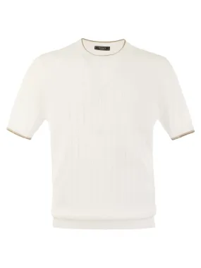 T-shirt in pure cotton crépe yarn