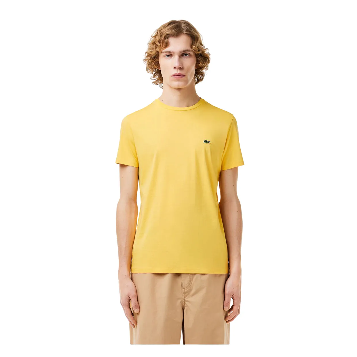 T-shirt Uomo Lacoste Girocollo Cotone Pima Giallo