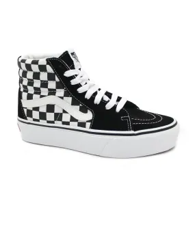 VANS SK8-HI PLATFORM KNQXH1 checkerboard white scarpe donna sneakers lacci tessuto