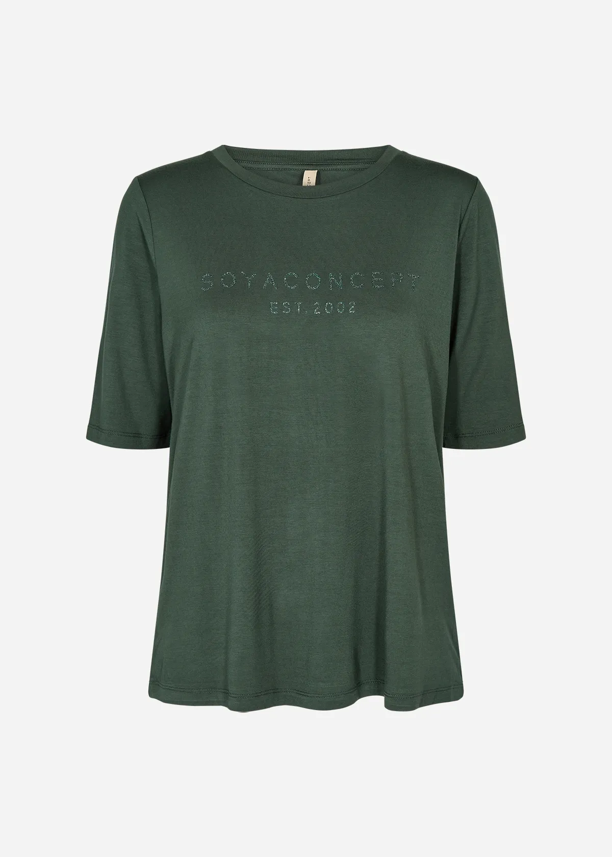 Verde maglia in cotone maniche 3/4